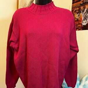 Talbots Vintage Pink Mock Neck 100 Percent Cotton Sweater Size Petite Medium